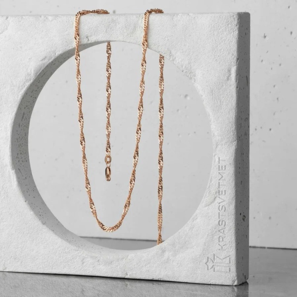 Цепь из красного золота 585, плетение «Сингапур»